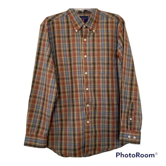 SaddleBred Long Sleeve Shirt Size L Button Down Pocket Cotton Multi-Color - Picture 1 of 5